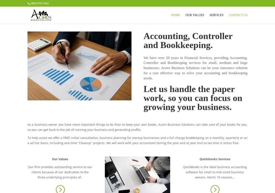 Acorn Business Solutions website designed by Ravalak Web Solutions
