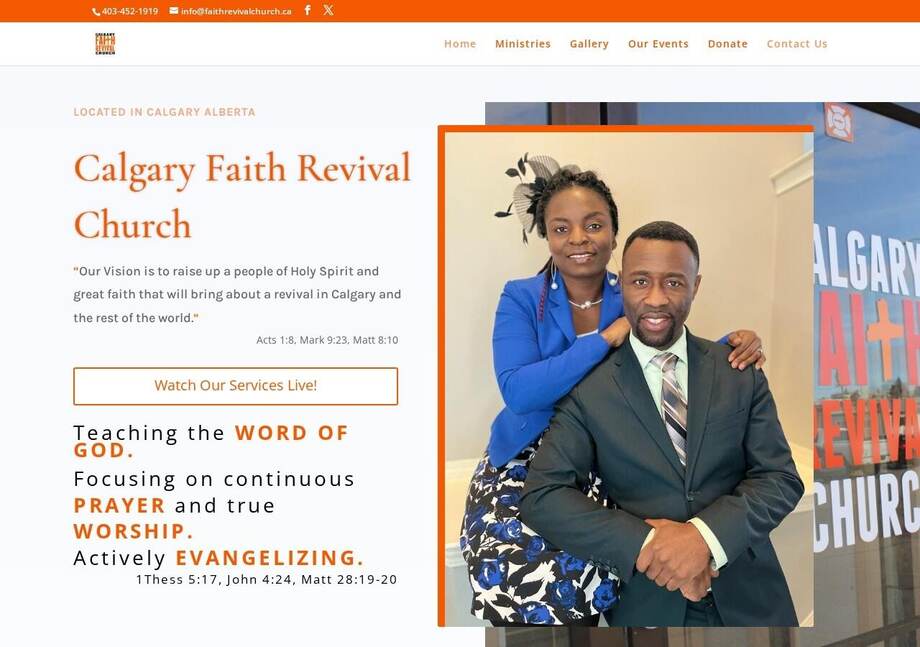 Faith Revival Church Calgary website designed by Ravalak Web Solutions