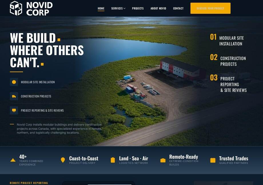 Novid Corp Modular Building website designed by Ravalak Web Solutions