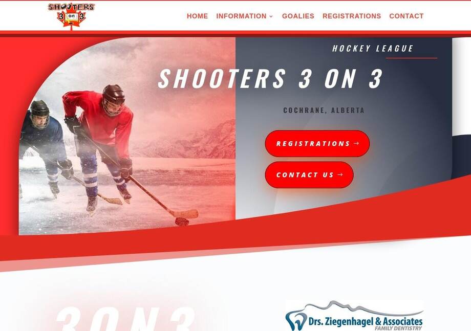 Shooters 3on3 Hockey website designed by Ravalak Web Solutions